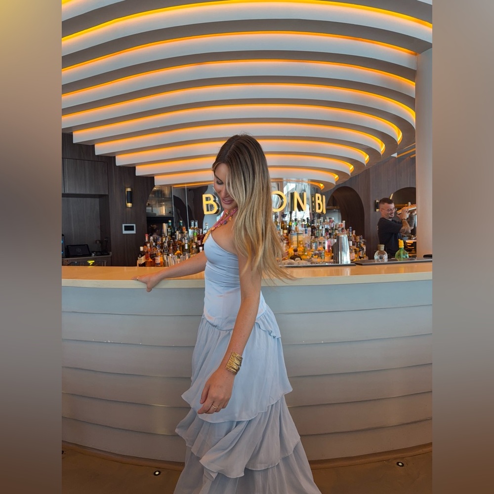 Peppermayo Elegant Light Blue Strapless Dress